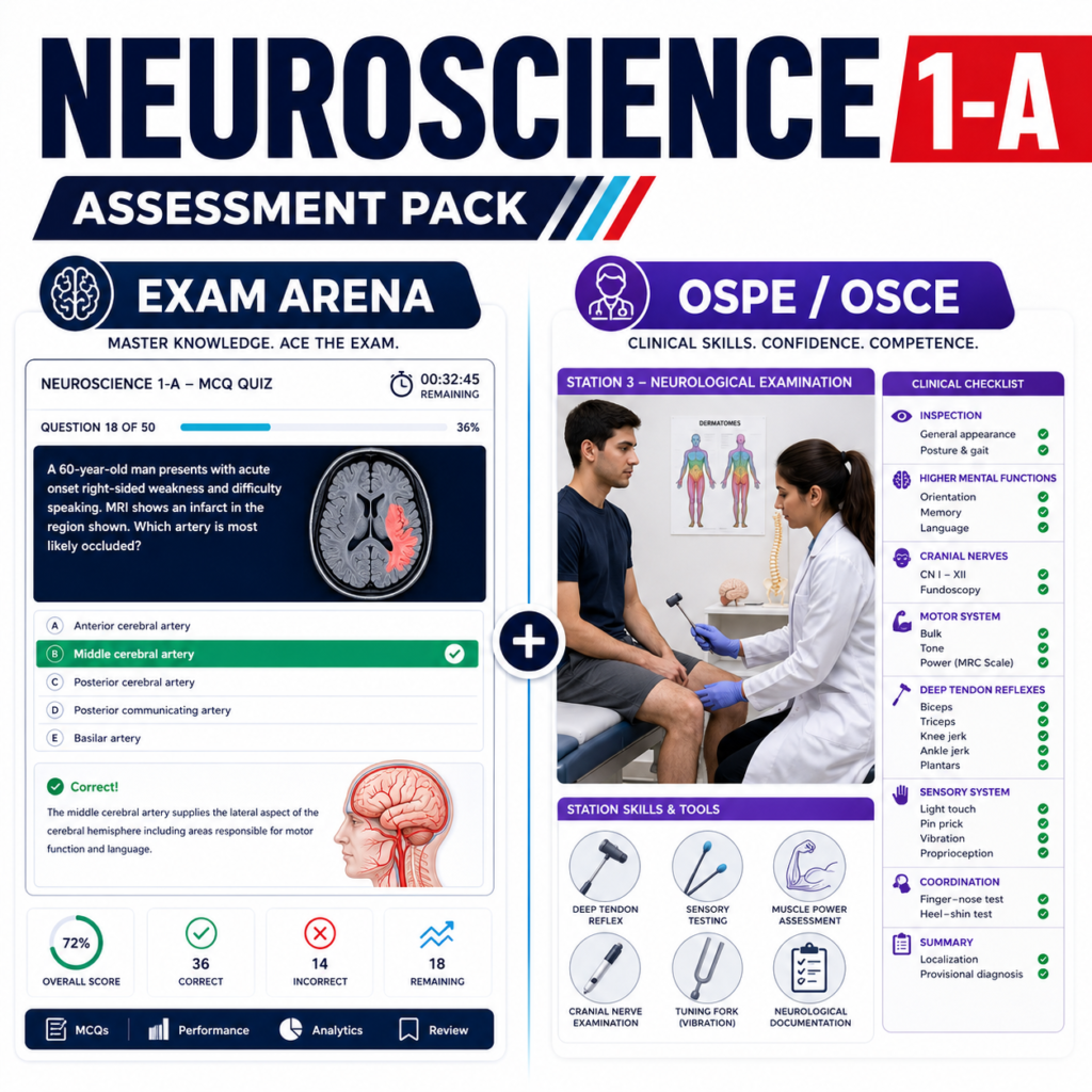 Neurosciences-1A Exam Arena + OSPE/OSCE Pack — Year 2 MBBS